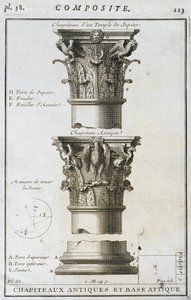 Entwurf für ein antikes Kapitell und eine Basis aus einem Tempel des Jupiter