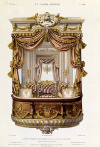 Entwurf für das Innere und Äußere einer Theaterloge, Illustration aus der Zeitschrift Le Garde-Meuble, ca. 1860