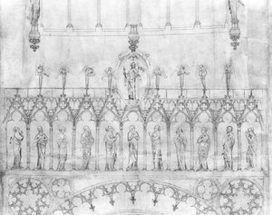Entwurf für die Galerie der Könige an der Fassade des Straßburger Münsters, ca. 1380 (Detail)