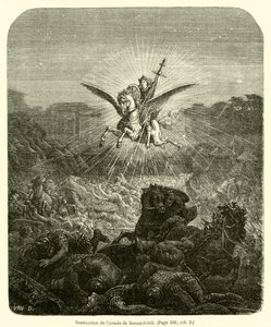 Zerstörung der Armee von Sanherib (Gravur) von French School