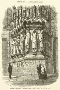 Detail des großen Portals der Kathedrale von Reims, linkes Joch von French School