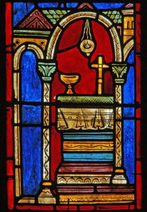 Detail eines Fensters, das Szenen aus dem Leben der Hl. Maria von Ägypten darstellt von French School