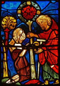 Detail eines Fensters, das Szenen aus dem Leben der Hl. Maria von Ägypten darstellt von French School