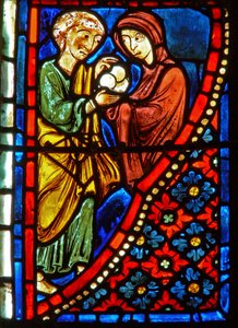 Detail aus einem Fenster mit Szenen aus dem Leben der Hl. Maria Ägyptiaca von French School