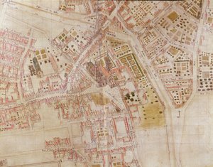 (Detail) Karte von Paris, die den Gipfel des Montagne Sainte-Genevieve zeigt, 1664