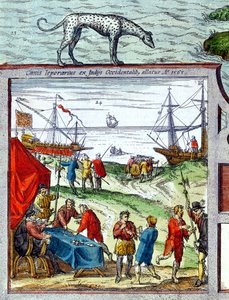 Detailansicht des Hafens von Cadiz mit Handel mit Westindien von French School