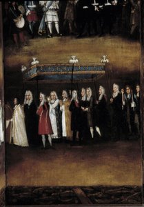 Detail eines Bildschirms aus dem 18. Jahrhundert, verwendet für das Fest Gottes (oder Fest des Allerheiligsten Sakraments) von French School