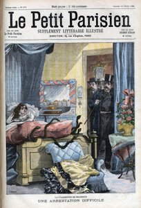 Schwierige Verhaftung in Paris einer Schlangenbeschwörerin durch Polizisten - in „Le Petit Parisien“ von French School