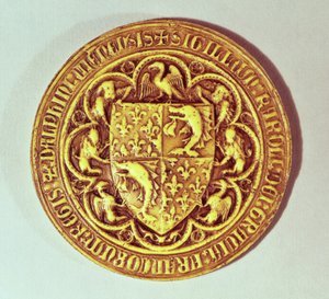 Delfinsiegel, das Wappen Frankreichs, mit Delfinen und Lilien, 1376 von French School