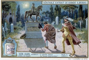 Don Juan: Akt II, Szene X, Don Juan auf dem Friedhof und die Statue des Kommandanten - Chromo Liebig