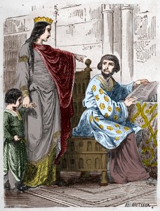 Dynastie der Kapetinger: Konstanze von Arles, Königin von Frankreich, mit Robert II. dem Frommen.