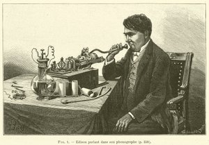 Edison spricht in sein Phonograph von French School