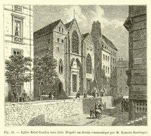 Kirche Saint-Landry um 1810, nach einer Zeichnung von M. Romain Boulenger von French School