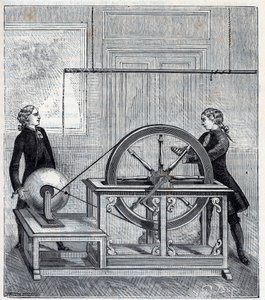 Elektrische Maschine von Francis Hauksbee, perfektioniert von Boze l