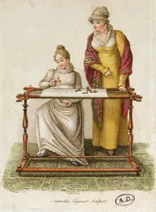 Stickerei, ca. 1810-20 (farbige Gravur) von French School
