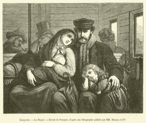 Auswanderer, Die Abreise (Gravur) von French School
