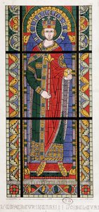 Kaiser Heinrich I. der Vogler (875 - 936). Ein Glasfenster aus der Kathedrale von Straßburg.