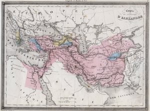 Reich und Expedition von Alexander dem Großen - Tafel aus „Universal Atlas of Ancient and Modern Geography for the Use of Residential Schools“ von Vuillemin - ca. 1845