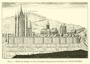 Enclos du Temple im Jahr 1610, Faksimile eines zeitgenössischen Stichs von Claude Chastillon von French School