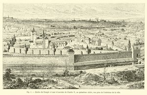 Enclos du Temple und Stadtmauer von Karl V., im fünfzehnten Jahrhundert, Ansicht von außerhalb der Stadt von French School