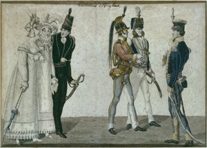 Englische Kostüme, Illustration aus Le Bon Genre, frühes 19. Jahrhundert