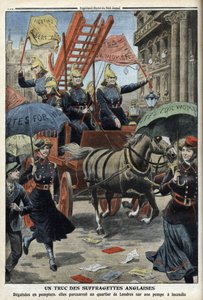 Englische Suffragetten verkleidet als Feuerwehrmänner, aus 