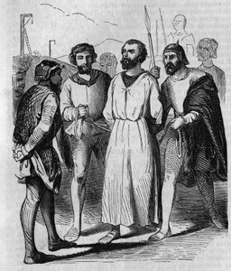 Enguerrand de Marigny, Kämmerer und Minister von König Philipp IV. dem Schönen, auf dem Weg zur Folter im Jahr 1315. Gravur des 19. Jahrhunderts.