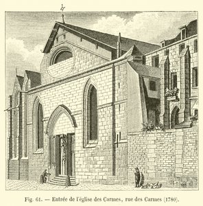 Eingang der Kirche der Karmeliter, Rue des Carmes, 1780 von French School
