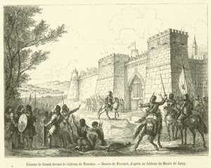 Stephan der Große vor dem Schloss von Niamtzo (Gravur) von French School