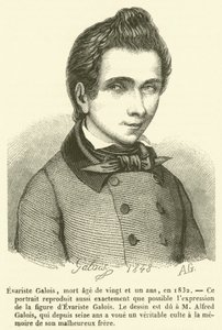 Evariste Galois, gestorben im Alter von einundzwanzig Jahren, 1832 (Gravur) von French School