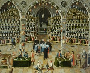 Untersuchung eines Apothekers, frühes 18. Jahrhundert
