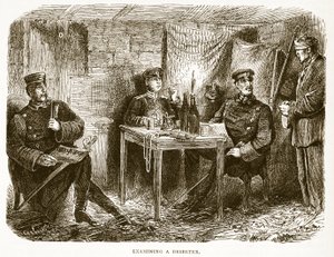 Untersuchung eines Deserteurs, Illustration aus Cassells Geschichte des Krieges zwischen Frankreich und Deutschland, 1870-1871 von French School