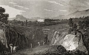 Ausgrabung, die zu den Überresten von Herculaneum führt von French School