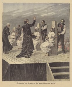 Hinrichtung von Anarchisten durch Garrottieren in Jerez, Spanien von French School