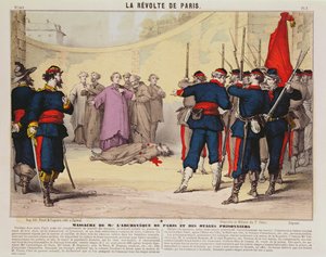 Hinrichtung des Erzbischofs von Paris, Monseigneur Darboy, während der Pariser Kommune, 1871 von French School