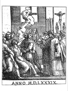 Exorzismusszene im Jahr 1589