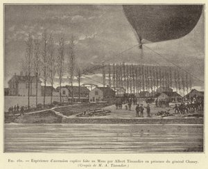 Aufstiegsexperiment in Mans von Albert Tissandier in Anwesenheit von General Chanzy