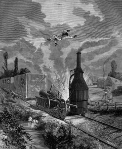 Explosion des Kessels einer der ersten amerikanischen Dampflokomotiven im Juni 1831 (der 