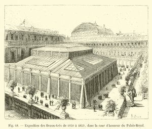 Kunstausstellung von 1850 bis 1852, im Ehrenhof des Palais-Royal von French School
