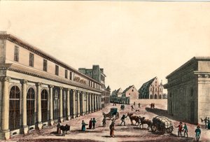 Außenansicht der medizinischen Schule in Paris unter dem Konsulat (1799-1804). Gravur des 19. Jahrhunderts. Private Sammlung.
