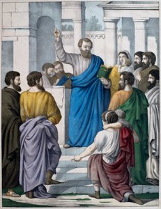 Esra liest das Buch des Gesetzes von Moses, Illustration aus einem Katechismus L