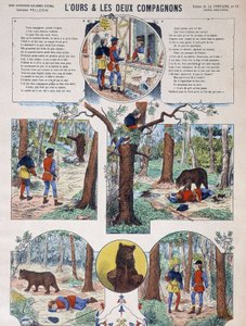 Fabel von La Fontaine: Der Bär und die zwei Gefährten - Bild von Epinal, ed. Pellerin, Ende des 19. Jahrhunderts von French School