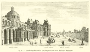 Fassade des Schlosses zur Gartenseite im Jahr 1650, nach I. Sylvestre von French School