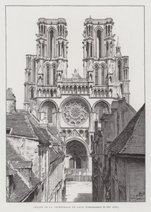 Fassade der Kathedrale von Laon, frühes 13. Jahrhundert von French School
