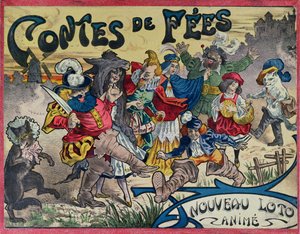 Märchenfiguren auf dem Deckel eines Lotto-Spiels gemalt von French School