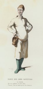 Farce Des Deux Savetiers (farbiger Stich) von French School