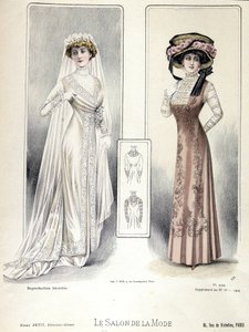 Modenschau am 20.03.1909: Hochzeitskleid von French School