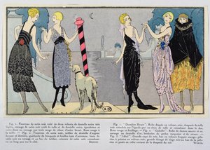Modedesigns von Jacques Doucet (1853-1929) und dem Haus Worth aus Les Elegances Parisiennes, Winter 1920-21