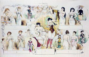 Modeplatte für La Vie Parisienne, die Korsetts zeigt, ca. 1870 von French School