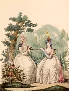 Modeplatte von Damen in Sommerkleidern - Modes Anglaises, 1794